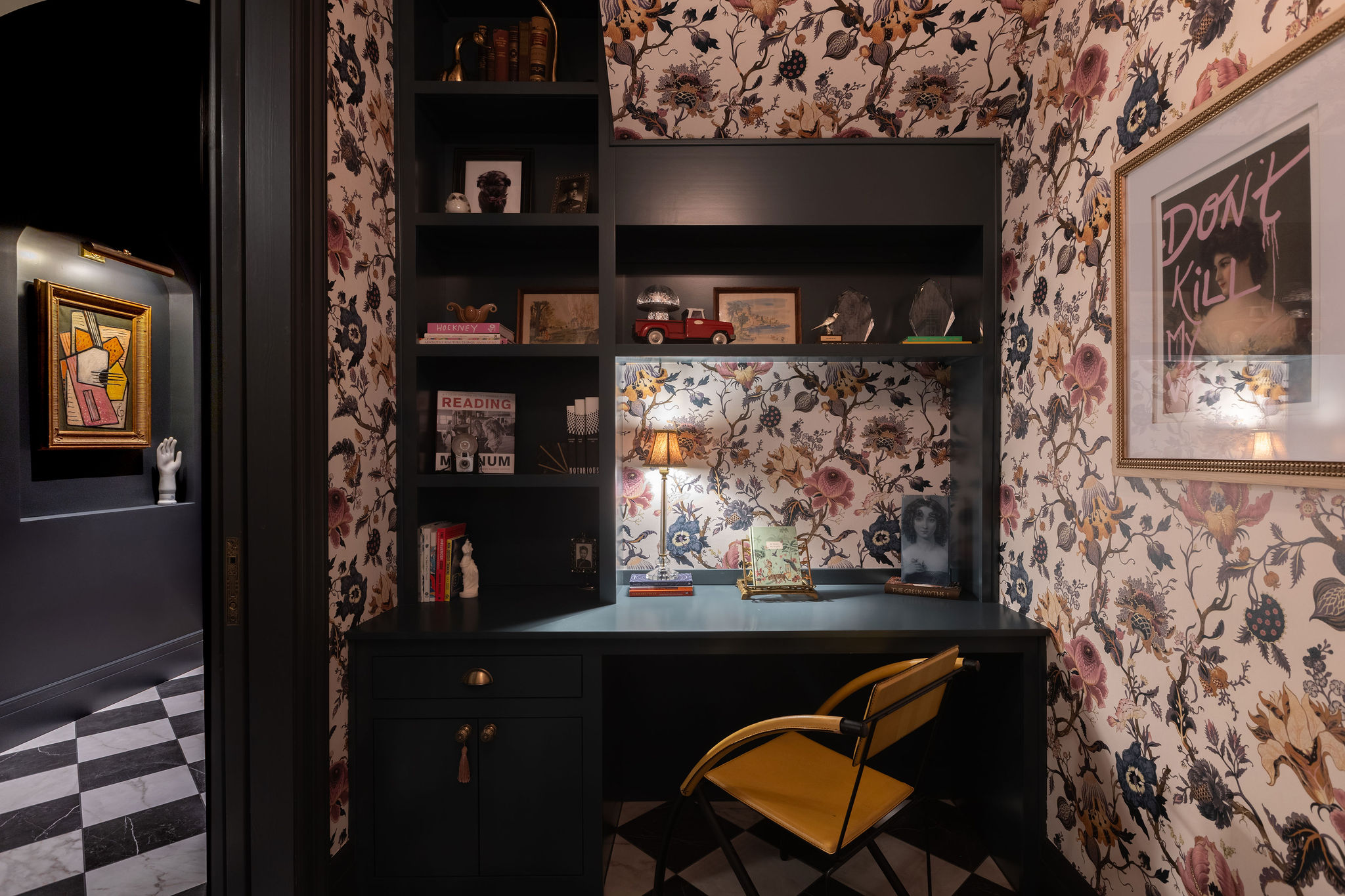 Elegant interior with floral wallpaper inspired by New Orleans